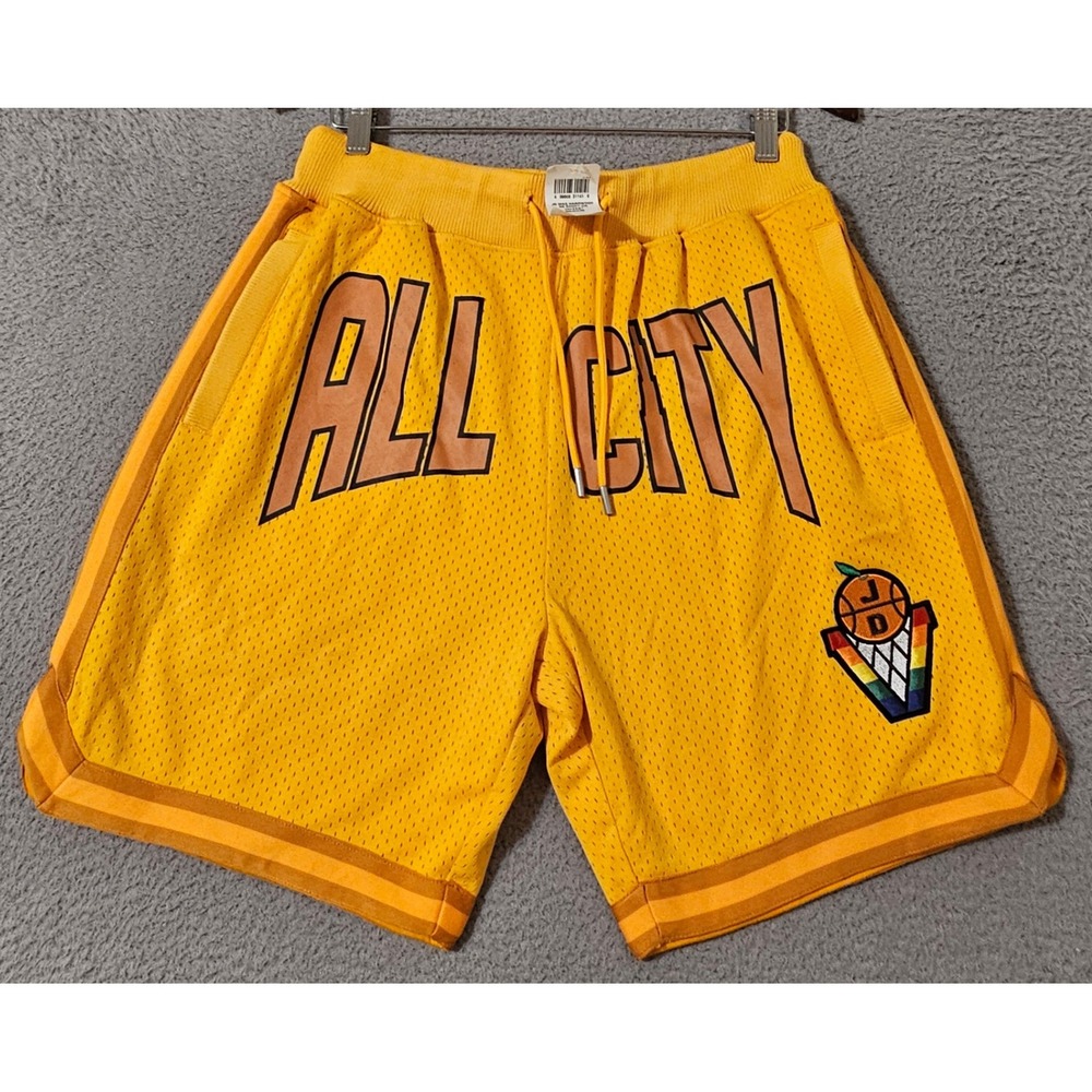 Just‎ Don 'All City' Deluxe Mesh Basketball Shorts Yellow Mens Size Medium NWOT